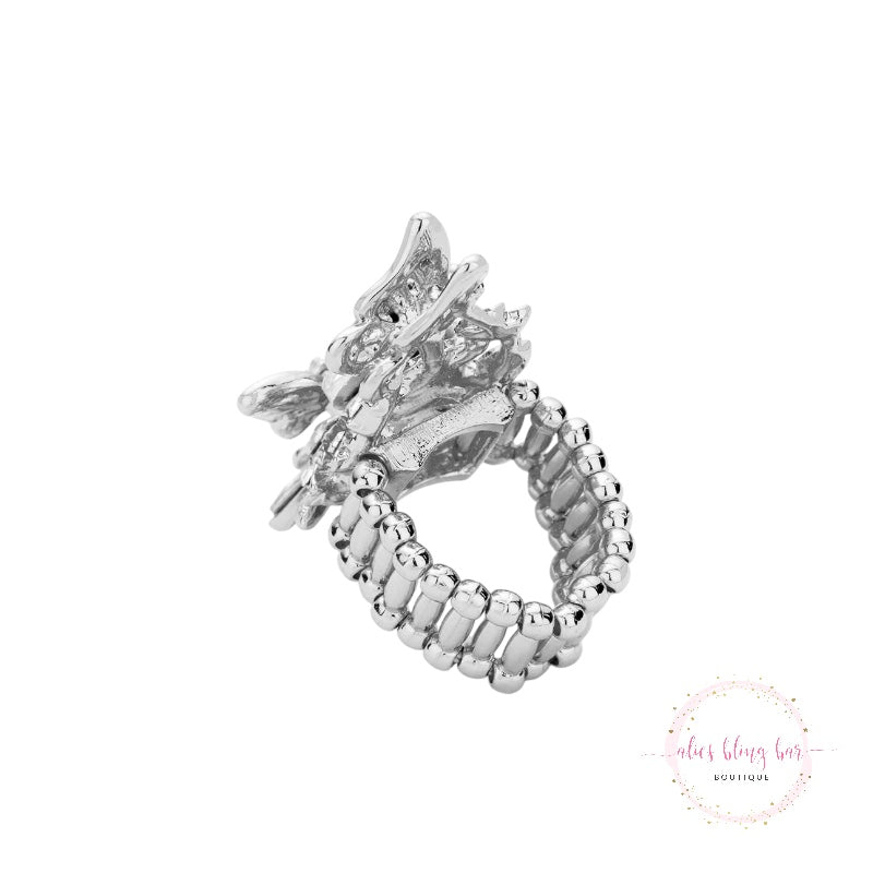 Ethereal Sparkle - Silver Stretchy Ring - Alies Bling Bar