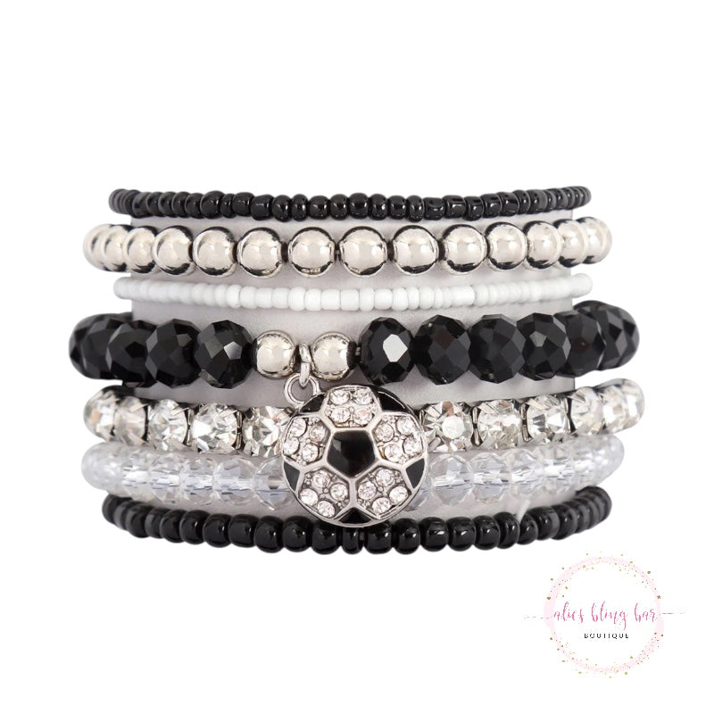 Match Day Magic - Soccer 6 Piece Bracelet Stack - Alies Bling Bar