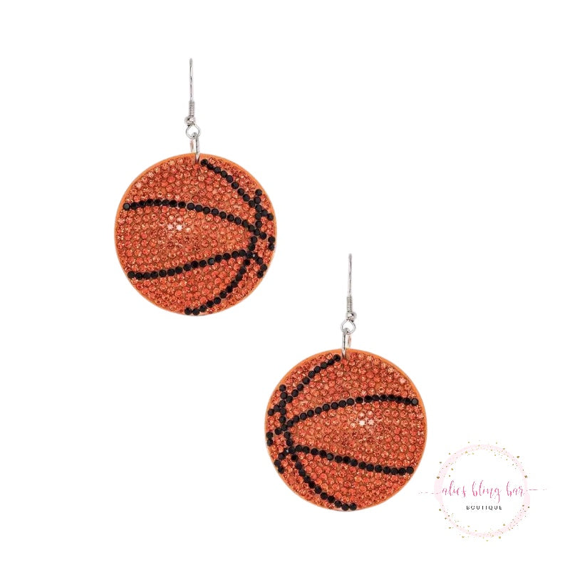 Sporty Glam - Rhinestone Basketball Pillow Earrings - Alies Bling Bar