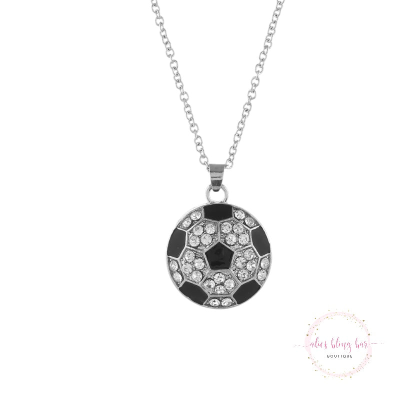 Kickoff Glow - Silver Soccer Necklace - Alies Bling Bar