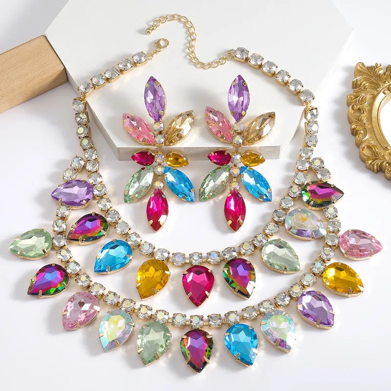 Gilded Reflection - Multi Necklace & Earrings Set - Wow Wed - Alies Bling Bar