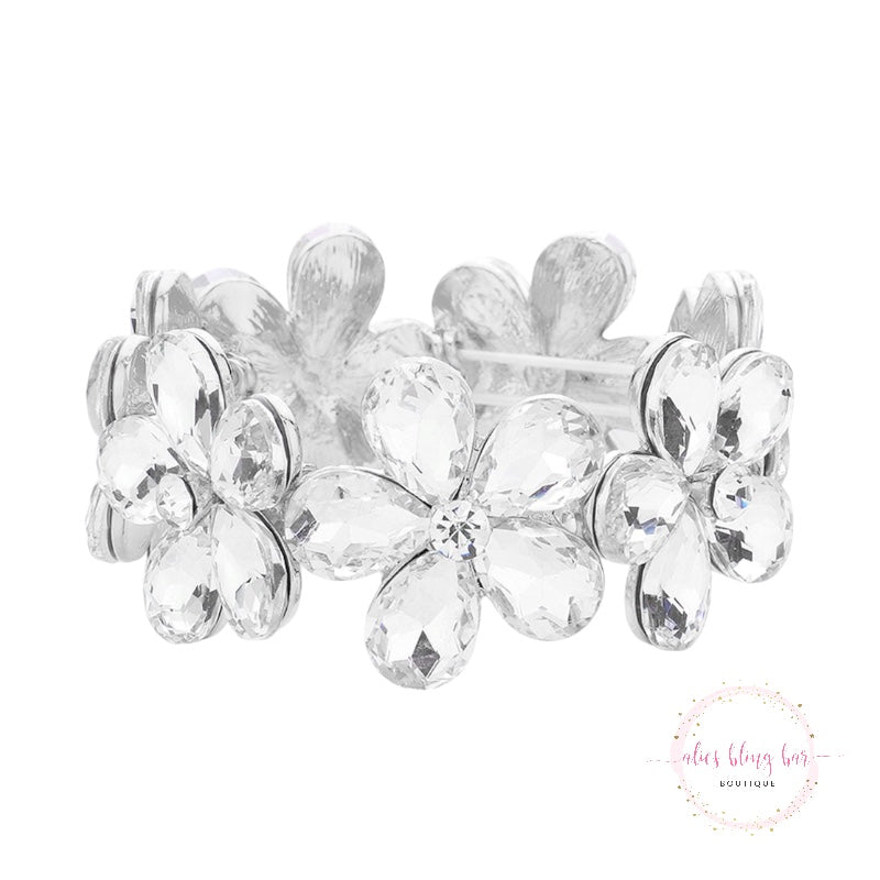 Blooming Beauty - Silver Stretch Bracelet - Alies Bling Bar