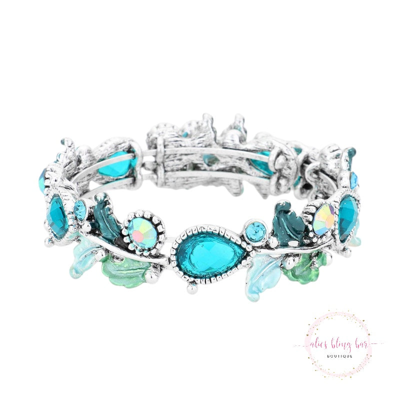 Crystal Garden - Blue Cuff Bracelet - Alies Bling Bar