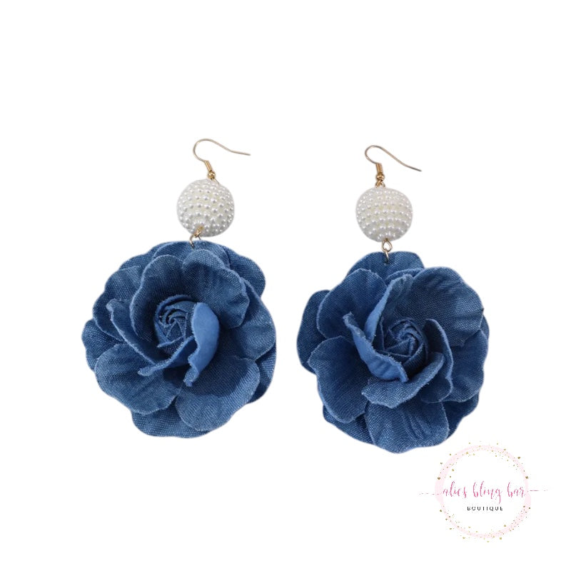 Urban Bloom - Blue Denim Earrings - Alies Bling Bar