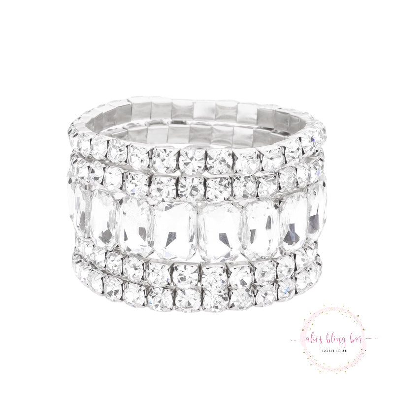 Sparkling Essence - Silver Stretch Bracelet Set - Alies Bling Bar