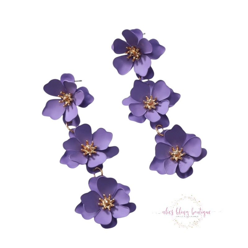 Blossom Cascade - Purple Earrings - Wow Wed - Alies Bling Bar