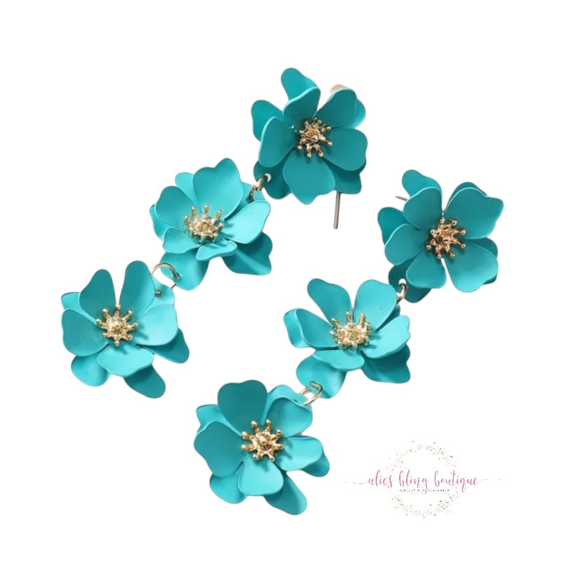 Blossom Cascade - Blue Earrings - Alies Bling Bar