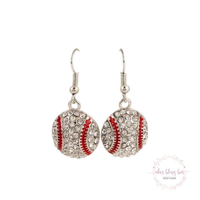 Sparkle & Play - Baseball Drop Earrings - Alies Bling Bar