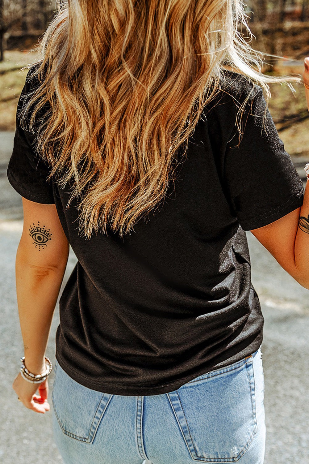 Black Sequin Heart Crewneck Tee - Alies Bling Bar