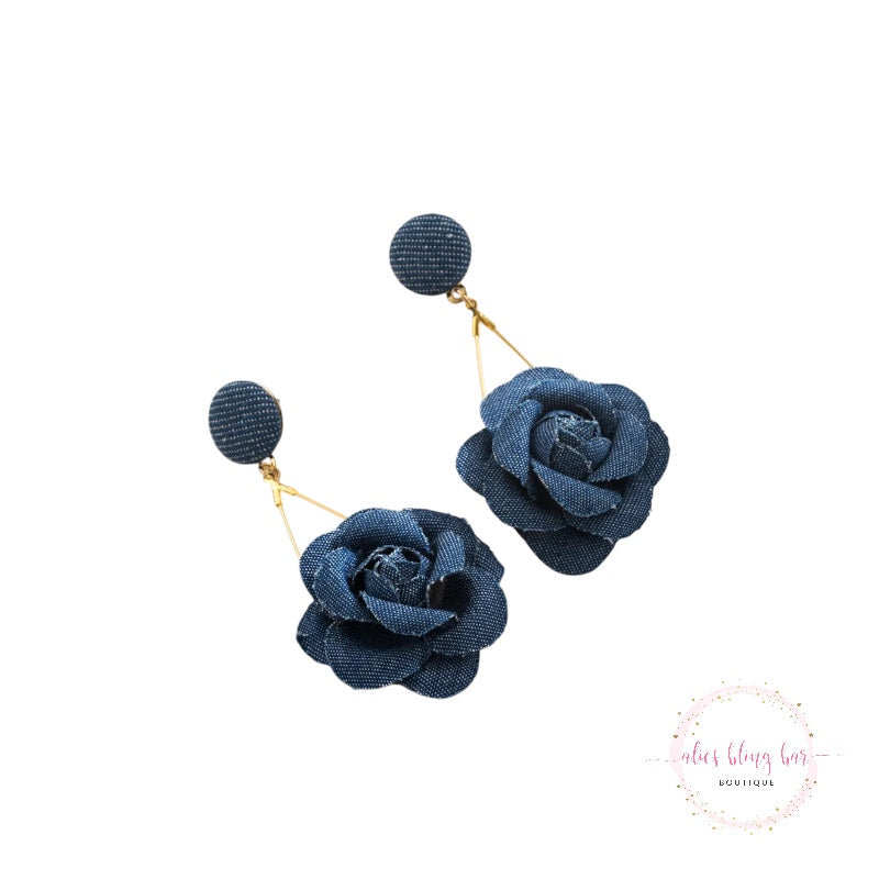 Silken Blooms - Blue Drop Earrings - Alies Bling Bar