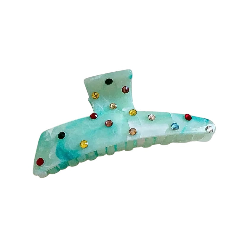 Glam Snap - Green/Turquoise Hair Clip - Alies Bling Bar