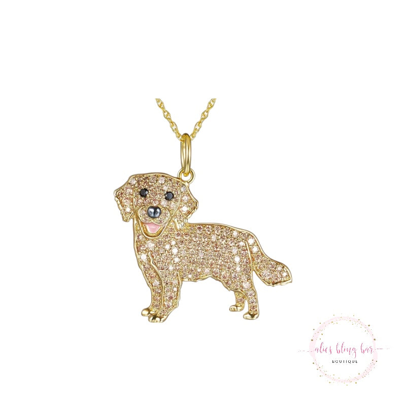 Puppy Kisses - Golden Retriever Necklace - Alies Bling Bar