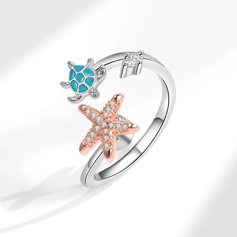 Aquatic Harmony - Silver Ring - Alies Bling Bar