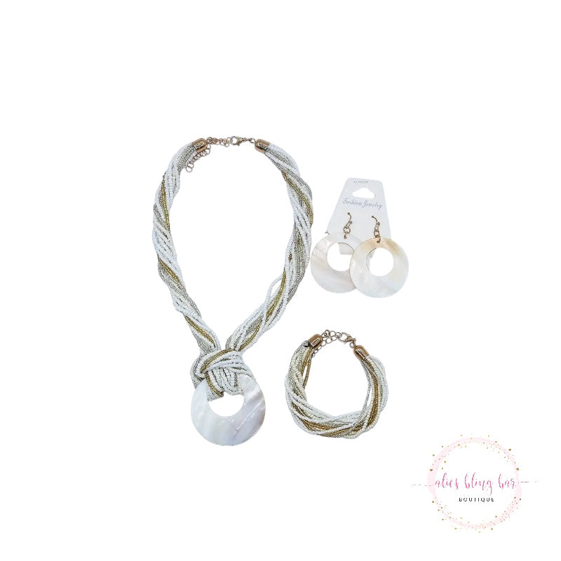 Free Spirited - White Necklace, Bracelet & Earrings Set - Wow Wed - Alies Bling Bar