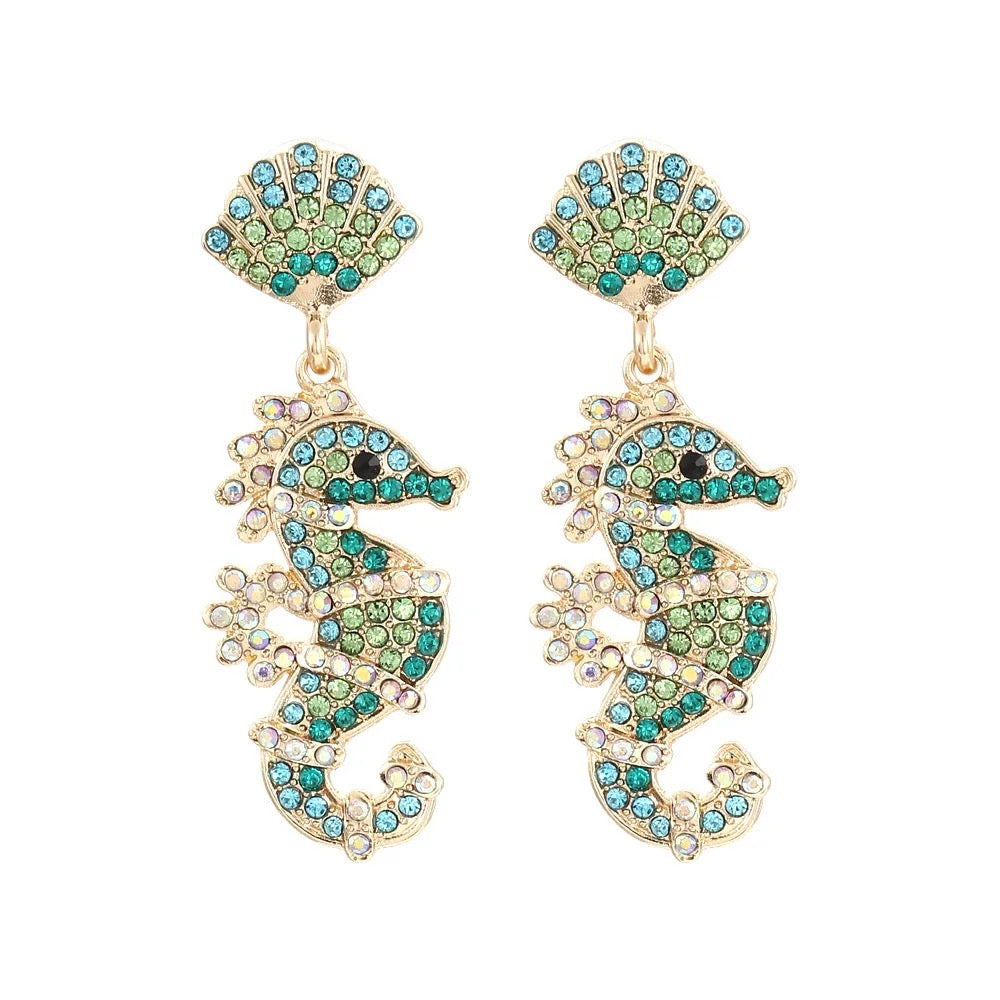 Shimmering Shoreline - Green Earrings - Alies Bling Bar
