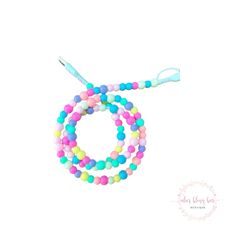 Beaded Charging Cords - Multi- All Devices USBC & Lightening - Alies Bling Bar