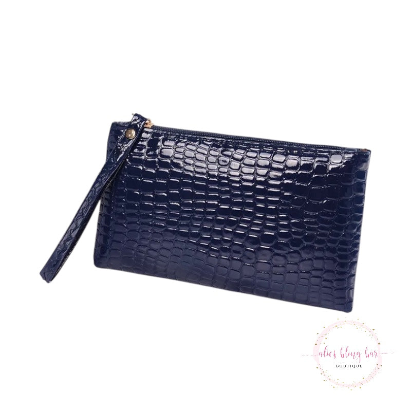 Summer Luxe Crocodile Blue Wristlet - Alies Bling Bar