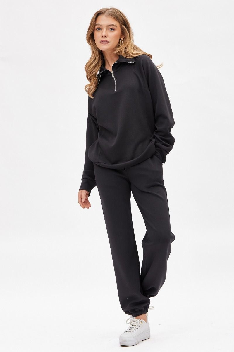 ❤️Dear Scarlett ❤️ Reg/Plus Go Girl - Black Travel Set Half Zip Top & Pants - Alies Bling Bar