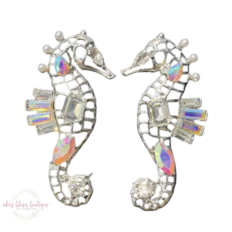 Vintage Sea Glow - Silver Earrings - Alies Bling Bar