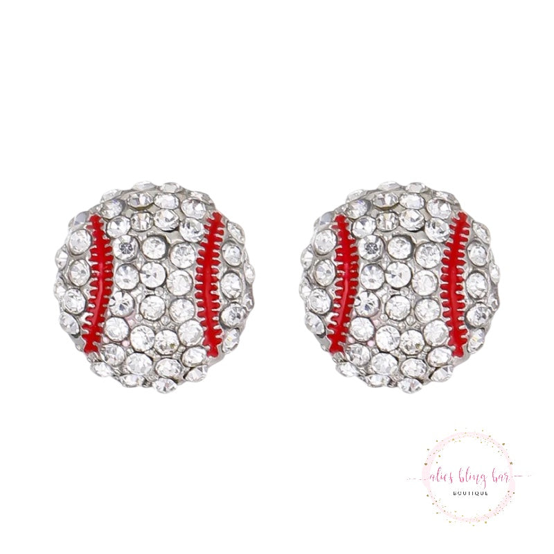 Glittering Game - Baseball Stud Earrings - Alies Bling Bar