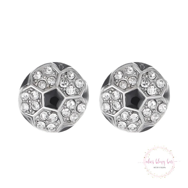 Glittering Game - Soccer Stud Earrings - Alies Bling Bar