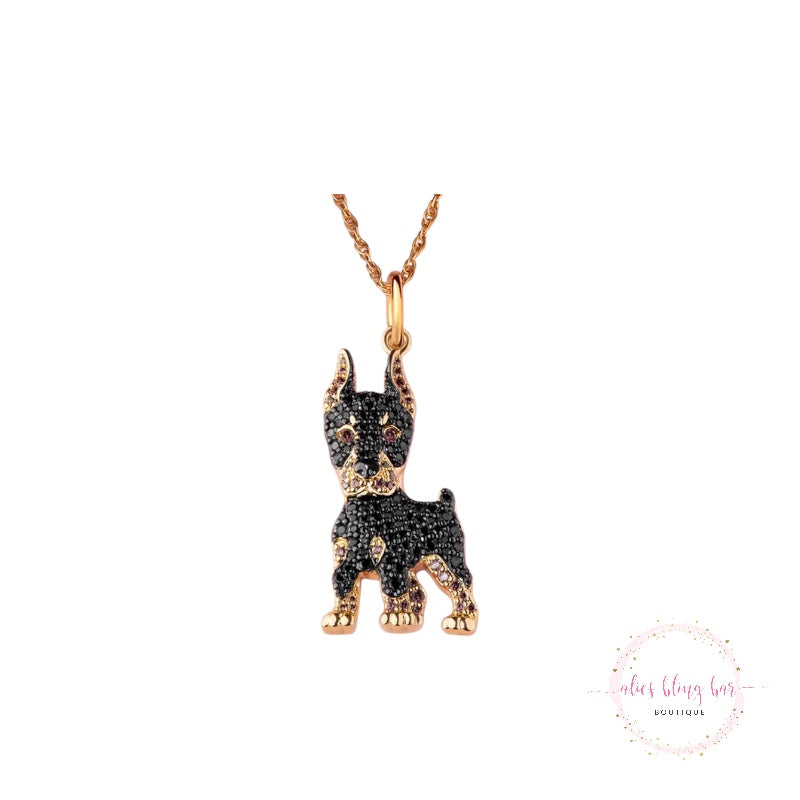 Puppy Kisses - Doberman Necklace - Alies Bling Bar