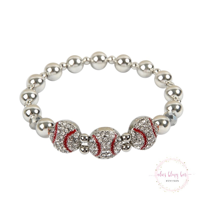 Sporty Sparkle - Baseball Stretch Bracelet - Alies Bling Bar