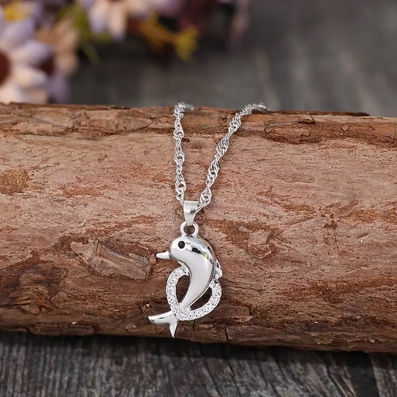 Dolphin Dazzle - Silver-Plated Necklace - Alies Bling Bar