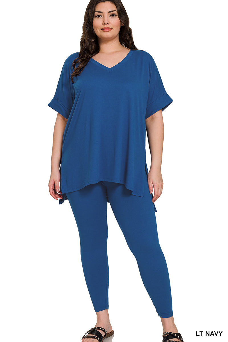 Keep It Casual- Light Navy 2 Piece Loungewear Set - Alies Bling Bar
