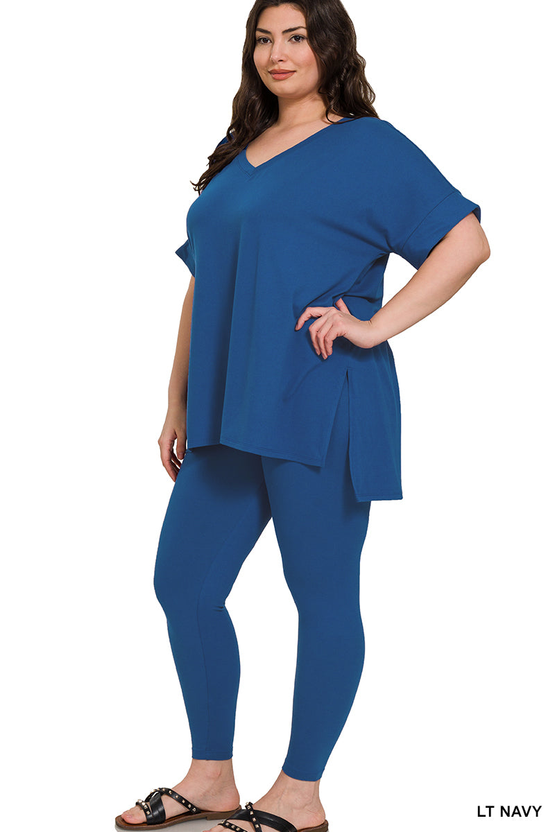 Keep It Casual- Light Navy 2 Piece Loungewear Set - Alies Bling Bar