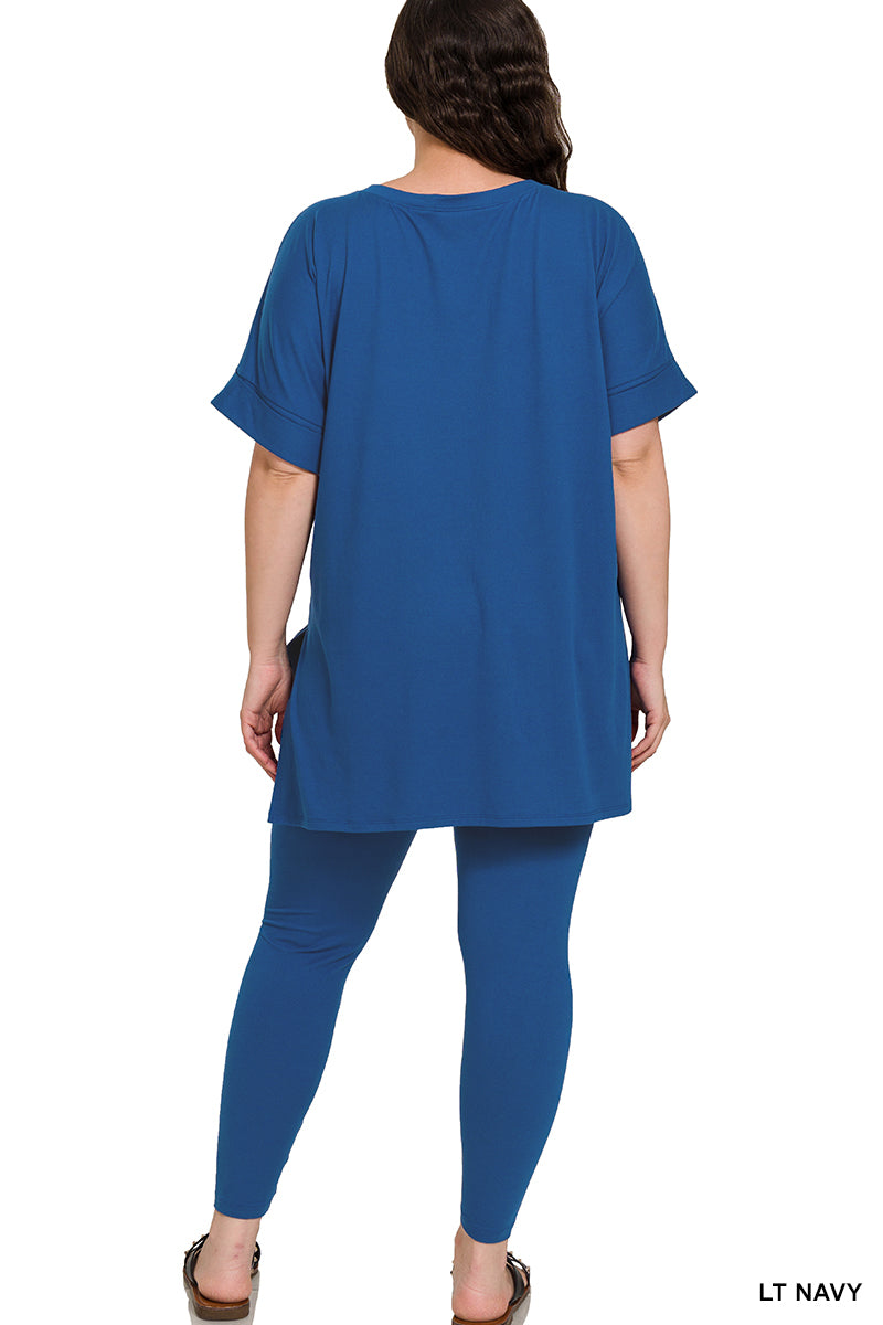 Keep It Casual- Light Navy 2 Piece Loungewear Set - Alies Bling Bar