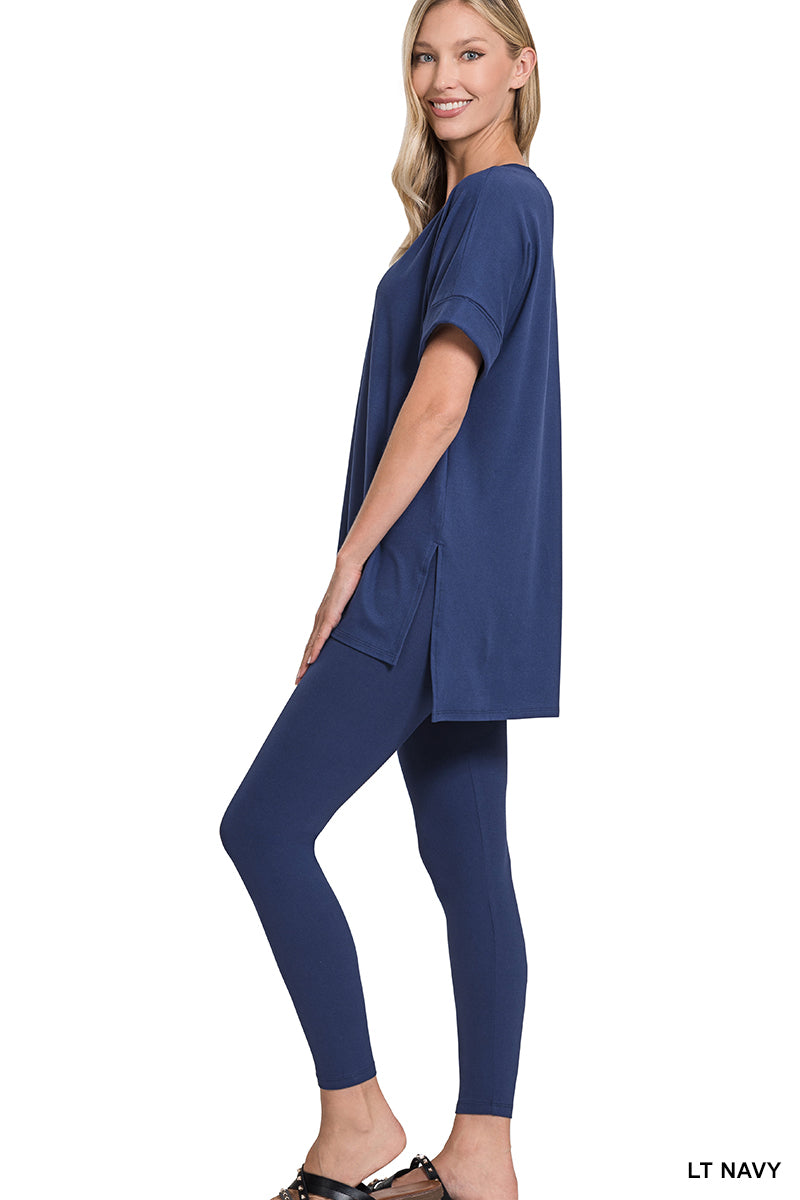 Keep It Casual- Light Navy 2 Piece Loungewear Set - Alies Bling Bar