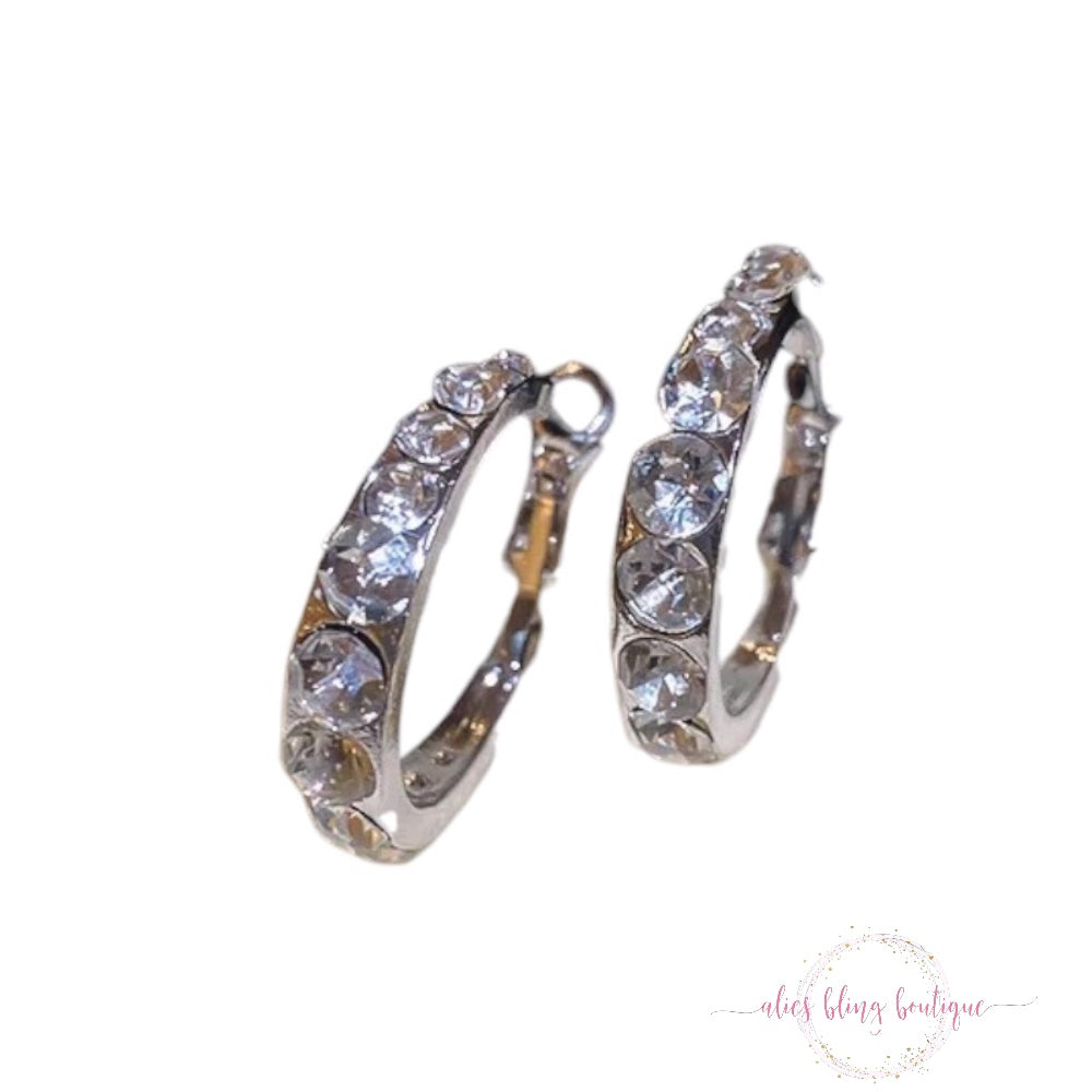 Shimmering Circle Hoop Earrings - Alies Bling Bar
