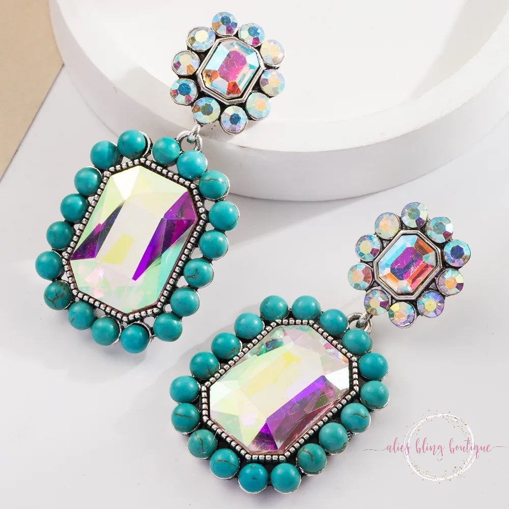 Turquoise Horizon Earrings - Wow Wed - Alies Bling Bar