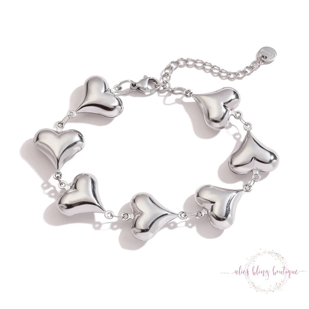 Love Link Stainless Steel Bracelet In Silver - Alies Bling Bar