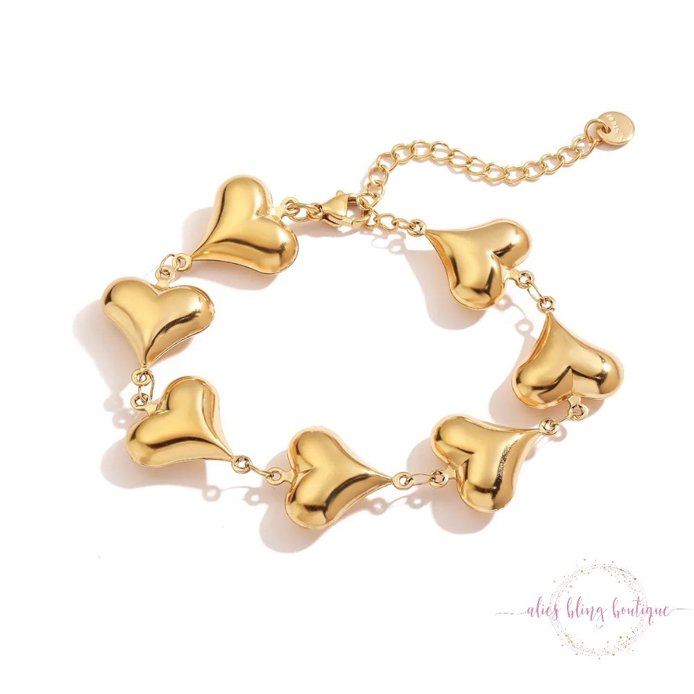 Love Link Stainless Steel Bracelet In Gold - Alies Bling Bar