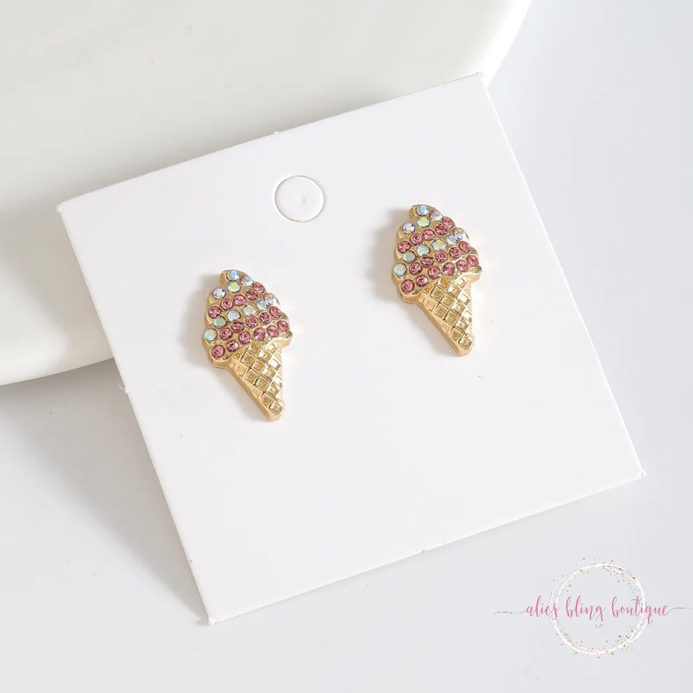 Dazzling Scoop Ice Cream Earrings - Alies Bling Bar