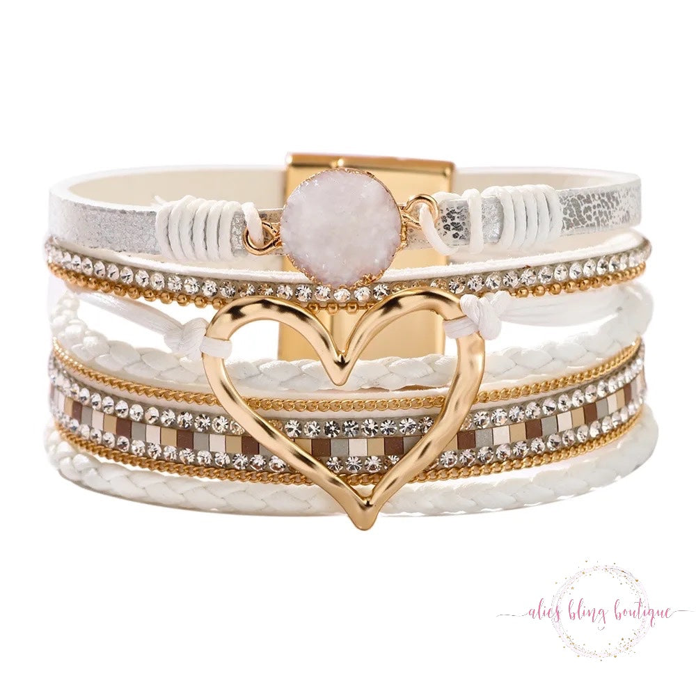 Edge Of Love Bracelets In White - Alies Bling Bar