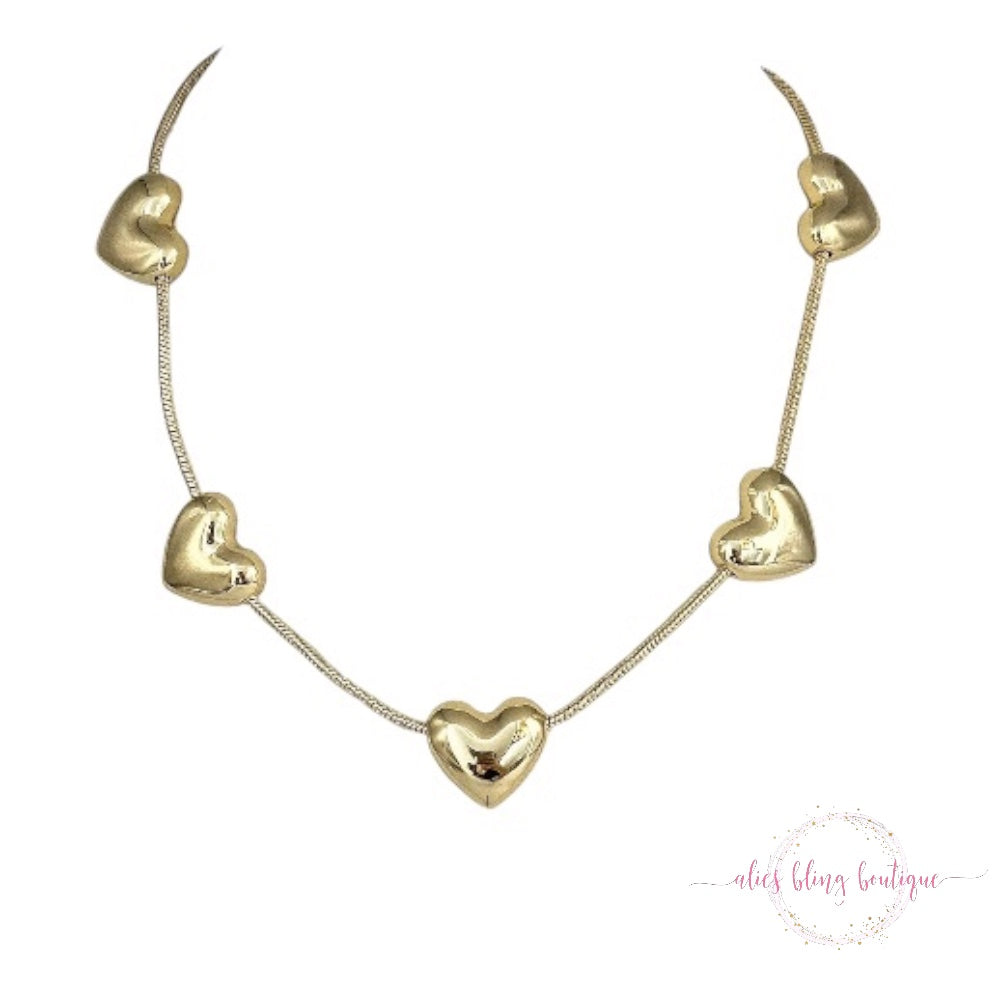 Heart's Desire Stainless Steel Necklace in Gold - Alies Bling Bar