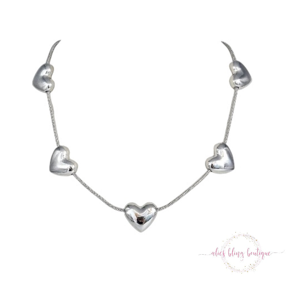 Heart's Desire Stainless Steel Necklace in Silver - Alies Bling Bar