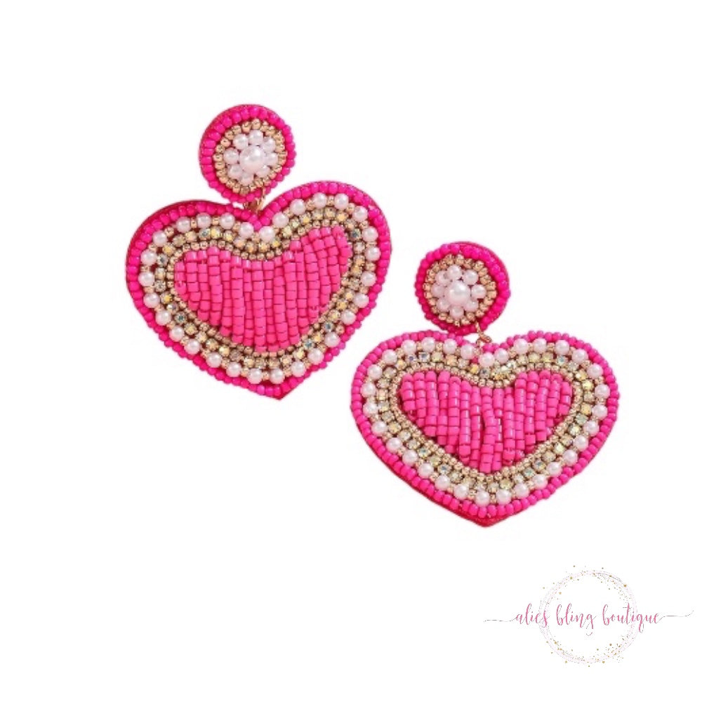 Pink Affection Heart Earrings - Alies Bling Bar