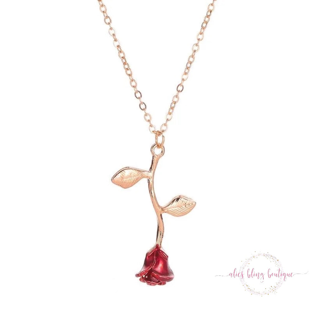 Enchanted Rose Necklace in Gold - Alies Bling Bar