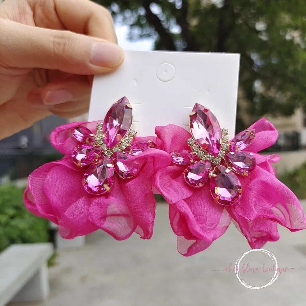 Radiant Blossom Earrings in Rose Pink - Wow Wed - Alies Bling Bar