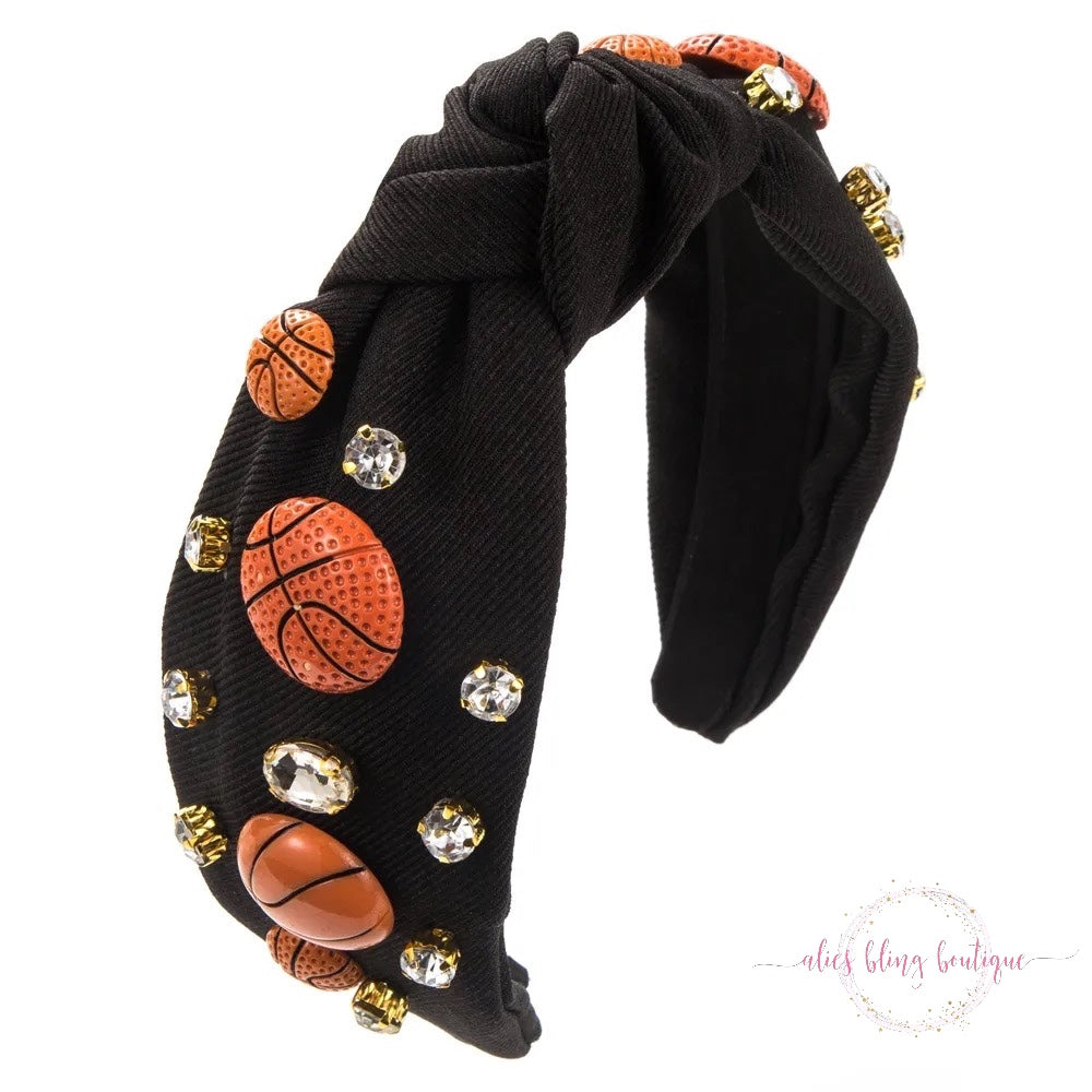 Full Court Flair Headband in Black - Alies Bling Bar