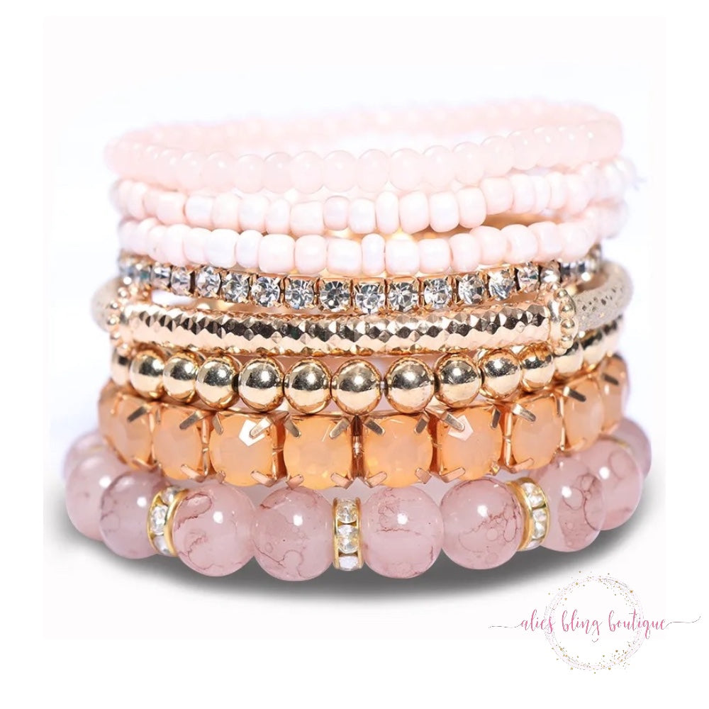 Boho Radiance Bracelet Stack in Pink - Wow Wed - Alies Bling Bar