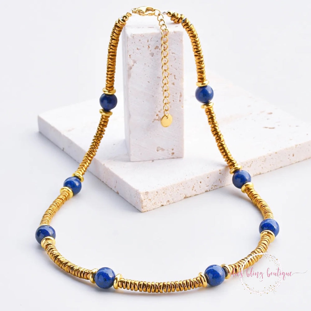 Radiant Essence Semi Precious Stone Necklace in Lapis Lazuli - Wow Wed - Alies Bling Bar