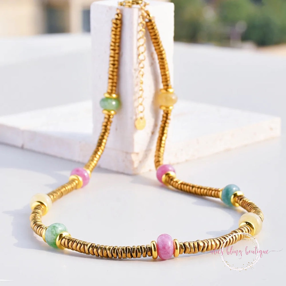 Radiant Essence Semi Precious Stone Necklace in Tourmaline - Wow Wed - Alies Bling Bar