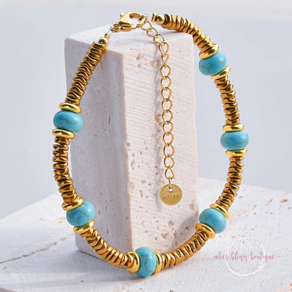 Gleaming Essence Bracelet in Turquoise - Wow Wed - Alies Bling Bar