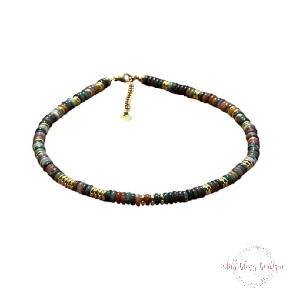 Boho Escape Semi Precious Stone Necklace in Indian Agate - Wow Wed - Alies Bling Bar