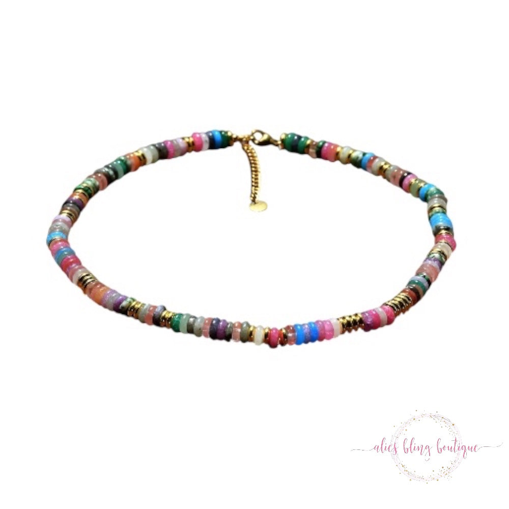 Boho Escape Semi Precious Stone Necklace in Multi- Wow Wed - Alies Bling Bar